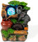 Dyna-Living Zimmerbrunnen Tischbrunnen mit Rollender Kugel, Brunnen Springbrunnen LED-Beleuchtung Mehrfarbig, Tischplatte Wasserbrunnen Wasserfall, Elefant Wasserrad Pflanzen, 20 x 15 x 10cm