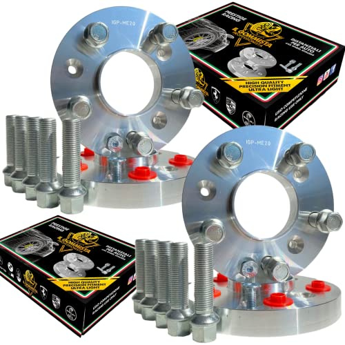 IGP Kit 4 Distanziali Ruote 12 + 20 mm Compatibili con Audi A4 S4 RS4 Type B8 B9 + Audi A5 S5 RS5 Type 8F F5 interasse 5x112 mozzo 66.5 + 20 bulloni in Acciaio