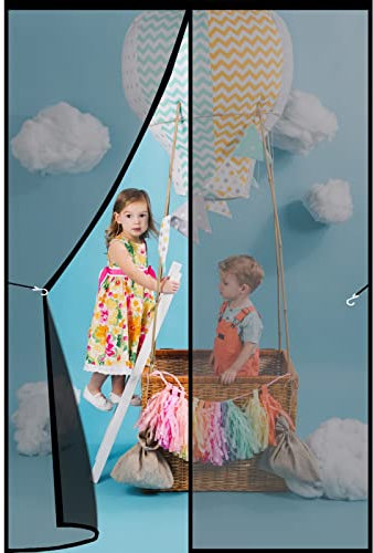 Moustiquaire Porte Fenetre Magnétique 140 x 215 cm Fermeture Automatique Rideaux Anti Mouches Porte Montage Facile Coller Pour portes fenêtres, Noir