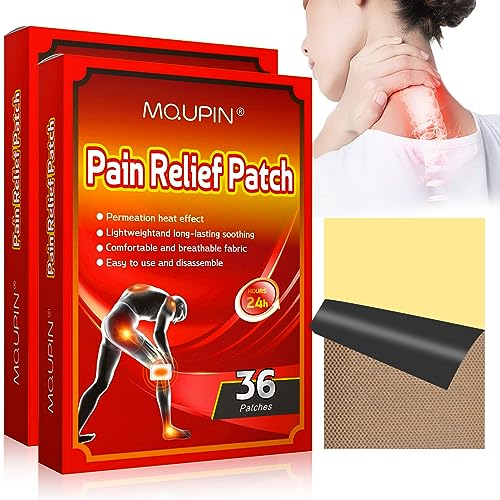 72 Patches Pain Relief Patch Plaster,MQUPIN Heat Patches 24h Long Lasting Effect Pain Relief Patches for Back Knee Joint Neck Shoulder Pain Muscle Pain Relief