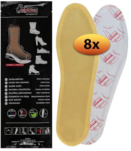 ALPIDEX Wärmesohlen Fußwärmer 8 | 15 | 30 Paar Sohlenwärmer Klebend Sofort 8h Warme Füße Natürliche Wärme Schuhwärmer Einlagen Wärmeeinlagen Wärmepads Sohlen Schuhe, Größe:L|43-46, Farbe:8 Paar