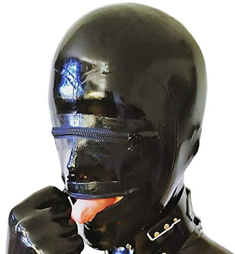 Latexmaske Extrem Sex Maske Sklave Fetisch Maske Bondage Vollmaske Handgefertigt Gesicht Kostüme Kopfmaske Erotik Restrictions für Adult Cosplay Performance Bar,XS,Black