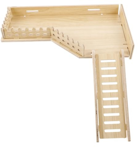 NOLITOY Hamster Stand Platform Toys Small Pet Wooden Platform Rodent Ladder Bridge Rat Climbing Chew Toy Cage Accessories for Hamster Squirrel Gerbil Chinchilla Parrot and Bird