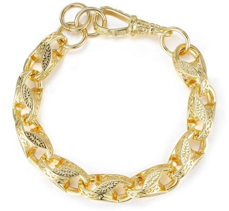 THE BLING KING 15mm Gold Tulip Bracelet for Men – 110g Heavyweight 3D Tulip Belcher, 8-Inch – Chunky Gold Plated Bracelet