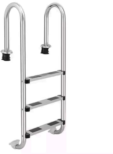 Escalera de Piscina de Acero inóxidable Calidad A-316 de 3 o 4 peldaños peldaños con Goma Antideslizante (3 peldaños)