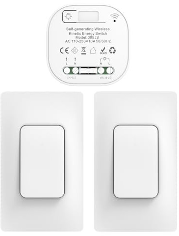 Cerhot interruttore radio interruttore della luce senza batteria interruttore wireless da parete per luci (US, 2V1 a)