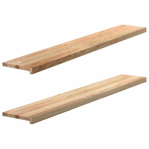 vidaXL Fensterbänke 2 Stk. Unbehandelt 160x25x2 cm Massivholz Eiche, Fensterbrett, Holz Treppenstufe, Holz Fensterbrett, Fensterbank Eichenholz