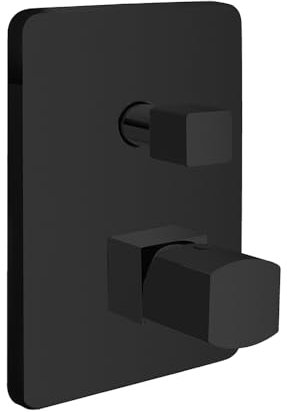 Miscelatore Doccia Incasso Con Deviatore A 2 Vie E Manopola Senza Leva In Ottone Nero Opaco Della Linea Lotus, Completo Di Corpo A Parete