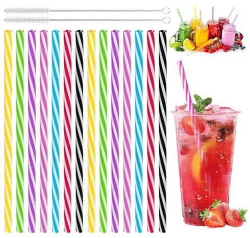 lisetar 50 unidades de plástico reutilizables, con cepillo de limpieza, plástico para bebidas, apto para lavavajillas, pajitas duras reutilizables para bares familiares, cafeterías, restaurantes