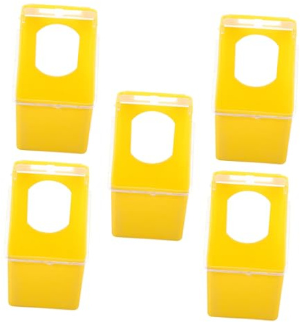 DOITOOL 5pcs Yellow Hanging Pigeon Feeder with Clear Lid Multifunctional Bird Cage Accessory for Feed Water Grit Plastic Food Container for Parakeet Dove Quail Poultry