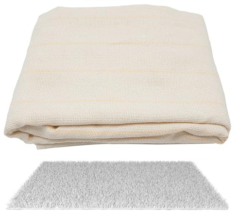 Tessuto trapuntato per tappeti, tessuto oversize per cucito, linee guida, design a linee gialle, materiale misto cotone | per tappeti fai da te, progetti di tappeti per la casa