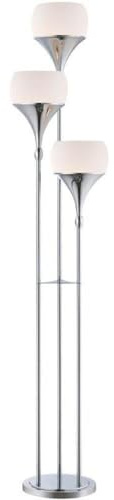 Lite Source 3-LITE Floor LAMP, Polished C/FRO Glass Shade, E27 A 60Wx3 LS-82225