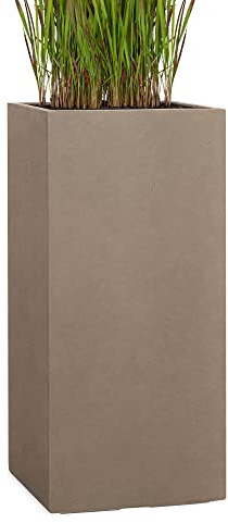 Pflanzwerk® Pflanzkübel Fiberglas Braun Tower 60x28x28cm *Frostbeständige Blumenkübel* *Deutsche Premiumqualität* *Lotus-Effekt Imprägnierung*