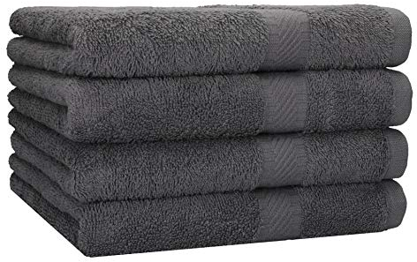 Betz 4 Stück Duschtücher Set Palermo Größe 70x140 cm 100% Baumwolle Badetuch Duschhandtuch Sporthandtuch Farbe anthrazit