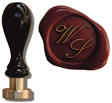 UDIG Siegelstempel personalisiert mit 2 Initialen, Schriftart Italic, Stempel 8cm, Siegel 24mm, Wachssiegel Stempel für Einladungen und Briefe