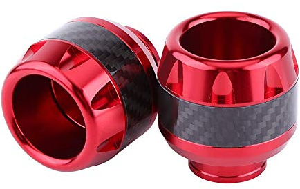 Qiilu 1 Paire de Crocs de Cadre de Fourche Avant de Moto en Fiber de Carbone, Protecteur de Collision de Roue pour Moto (Rouge)