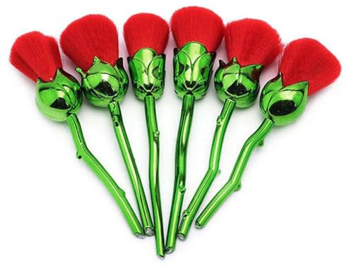 6 Pieces Rose Flower Shaped Professional Cosmetic Make Up Brushes