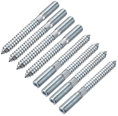 uxcell M10 Hanger Bolts Length 4(100mm) Double Headed Bolts Self-Tapping Screw 10mm Wood Joint Furniture Legs 8pcs