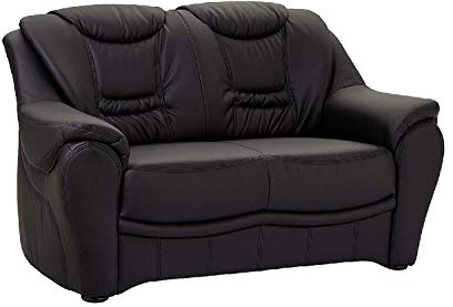 Cavadore 2er Sofa Bansa 2-sitzige Couch in Lederoptik, Kunstleder, schwarz, 148 x 94 x 95 cm
