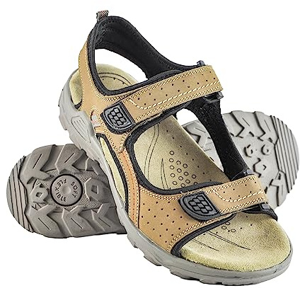 Zerimar sommarvandringsandaler Herr | Sandaler Vandring | Lädersandaler | Sandaler sommar män | Sandaler Sommar | Färg: Olivstorlek 43