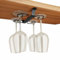GeLive 9-inch Under Cabinet Wine Glass Holder Stemware Rack Glass Storage Hanger With 4 Hooks Organizer for Kitchen Bar RV (Black)