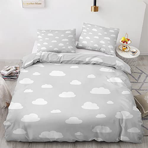 Funda Nordica Cama 90 Infantil Nubes - Ropa de Cama Microfibra Suave, Juego de Funda Nórdica Reversible, Funda Edredon 150x220 cm y 1 Funda de Almohada 50x75 cm, con Cremallera