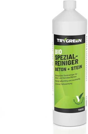 Bio Spezialreiniger Beton + Stein - Betonreiniger & Ölfleckenentferner für Beton, Steinoberflächen und Mauerwerk (1 Liter, Flasche)