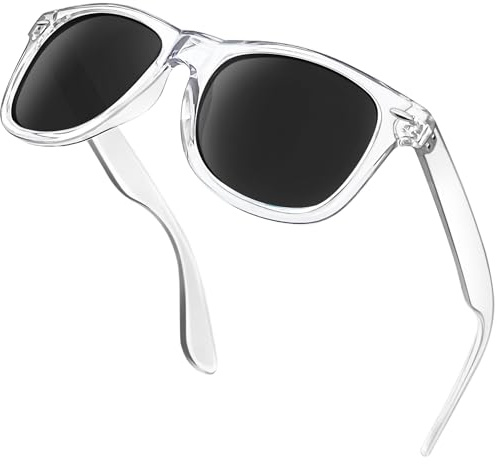 KANASTAL Gafas de Sol Transparente Negras Mujer y Hombre Polarizadas Cuadradas Claras Grises Retro óculos de Sol UV400 Protección - Claras Marco Negro Lentes
