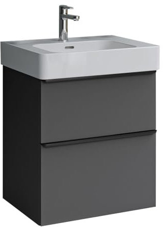 DURAVIT Badmöbel-Set Soleil 60 cm bestehend aus Waschbecken und Unterschrank mit zwei Schubladen, Waschbeckenunterschrank in Graphit, Waschtisch in Weiß- Ideal für Gäste-Bäder