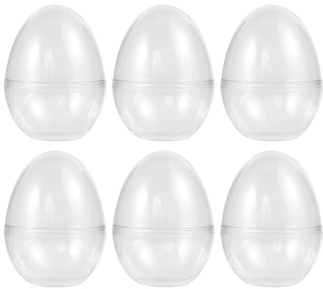 PartyKindom Easter Plastic Egg Candy Boxes: Medium Clear Fillable Egg Plastic Egg Ball Easter DIY Painting Ornaments Balls Wedding Decorations Party Decor 6Pcs-7x9cm