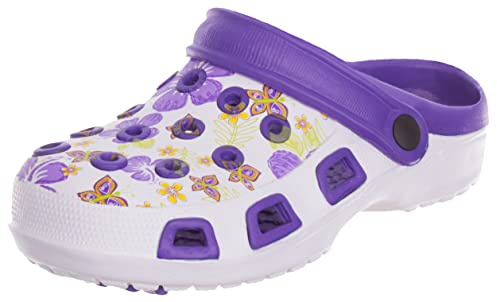 Brandsseller Zoccoli da Giardino Donna Taglia 37 – Mules Leggeri e Traspiranti con Motivo Floreale – Ideali Come Ciabatte o Pantofole da Esterno – Viola