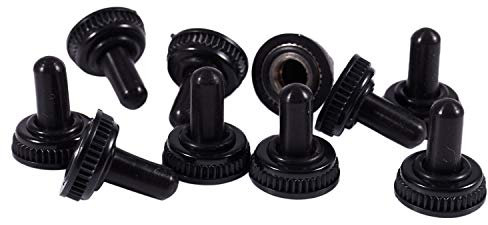 Bordhap 10 x Waterproof Toggle Switch Boot Cap Black Rubber Cover 6mm Diameter