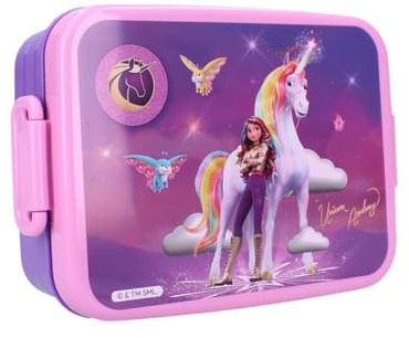 My sweety pop - Boîte à goûter - Lunch box - Pour enfant - Crèche - Maternelle - Ecole - Vacances - Repas - 16 cm - Idée Cadeau (Unicorn Academy - Violet)