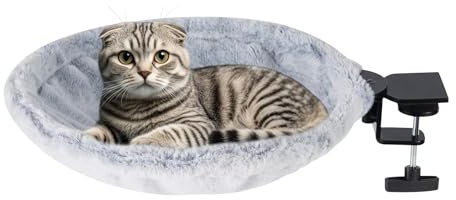 Cat Desk Bed, Cosy Cat Hammock, Maximum Load of 23 kg, Washable Cat Bed for Sleeping Places, Indoor, Workplace, Balcony, Windowsill, Living Room