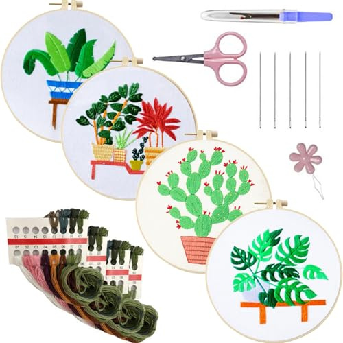 Hantverksvärld blommor broderiset med broderiram för nybörjare 30 x 30 cm kreativ uppsättning gåva för kvinnor och vuxna