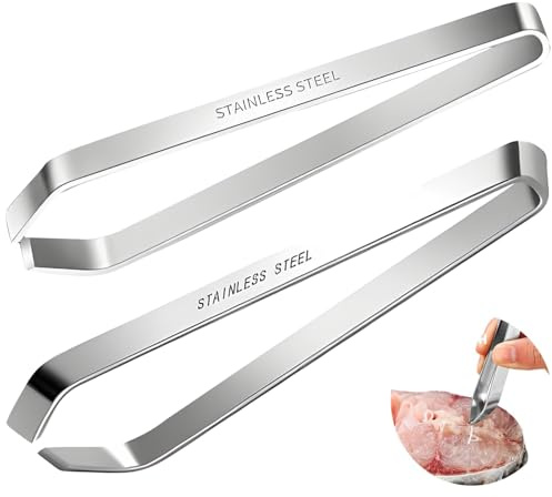 YAOYYG Grätenzange aus Edelstahl, Küchenpinzette, Fischgrätenpinzette Schräge Spitze + Grätenzange für Fisch Mit Geradem Kopf, Für Huhn Ente Schwein Haar Profi Grätenzange