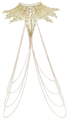 Healeved Catena per Corpo in Pizzo Oro Design Multilivello Unico, Gioiello Elegante e Confortevole per Feste e Performance di Moda