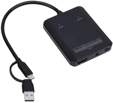 Sxhlseller VHS Till Digital Omvandlare, USB-videoinspelningskort med Dubbla USB A- och C-gränssnitt, för Videobandspelare DVD-spelare för Att Konvertera Analoga Till Digitala 1080P MP4-filer