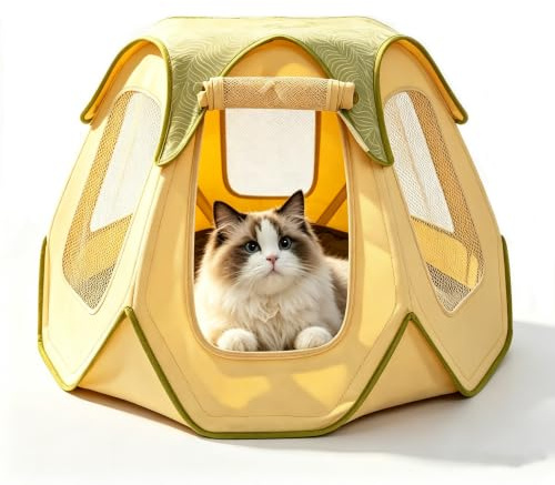 CATCHLUCK Kitten Playpen Portable Pet Playpen Small Dog Cat Pet Pen Foldable Pet Carrier Tent, Foldable Lightweight Travel Cat Bed, Indoor/Outdoor Pet House for Kittens Puppies