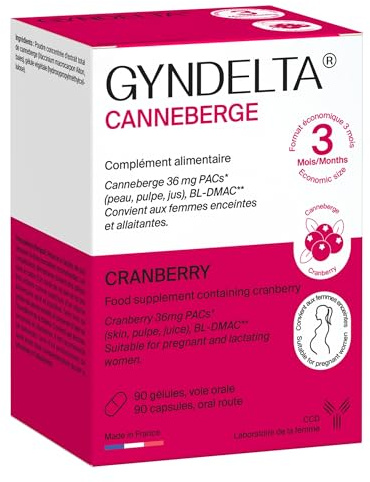 Gyndelta 36 mg Canneberge | Sphère urinaire féminine | Extrait total de cranberry dosé en PACs | 90 gélules végétales | Cure de 3 mois | Sans OGM | Fabriqué en France | Laboratoire CCD
