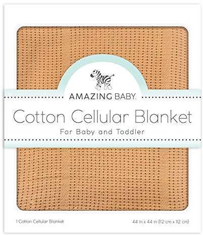 Amazing Baby Cellular Blanket, Premium Cotton Knit, Ultra Soft, Breathable, Cozy Gift for Baby Boys and Girls, Favorite Toddler Blanket, 44 x 44 inches (112 x 112 cm), Butterum