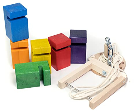 waelderspielzeug La Tour Froebel pour Tout-Petits - Jeu d'équipe pour Les Enfants de 4 à 7 Ans - L'original en Bois de hêtre Local - avec Sac de Transport - Multicolore ou Naturel