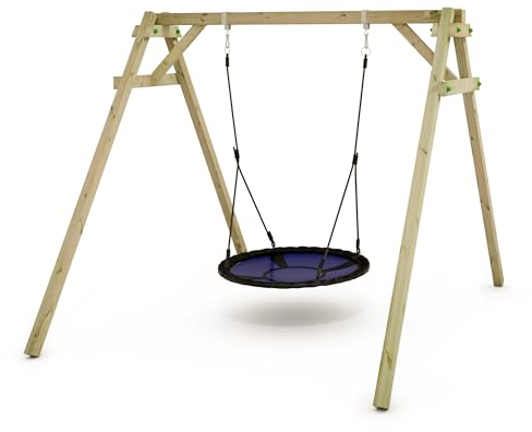 WICKEY Portique de balançoire pour Enfants Smart Rush - balançoire nid & Support en Bois, portique de balançoire extérieur, balançoire Simple, balançoire en Bois pour Enfants dans Le Jardin