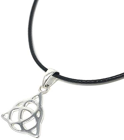 Strikta gåvor sterling silver triquetra treenighet knut hänge på 41-46 cm lädersnöre halsband