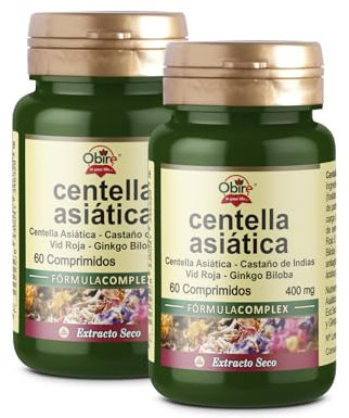 Obire | Centella Asiática Complex 400 mg | Cápsulas Vegetales | Con Castaño de Indias, Vid Roja, Ginkgo Biloba y Vitamina B6 | Suplemento Alimenticio