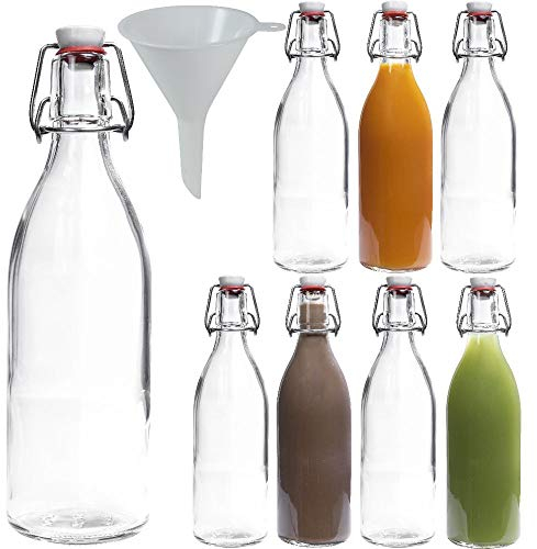 mikken 8 bouteilles en verre de 0,5 l avec bouchon à étrier en porcelaine, avec entonnoir