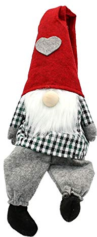 Dekorativ kantsits/fönsterstopp/dörrstopp – dörrhållare som plush/filt tomte utan ögon, Gnom Felix, storlek ca. 17 x 11 x 57 cm.