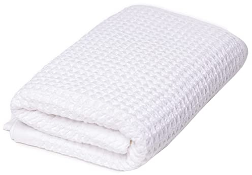 SUTERA - Waffle Hand Towel for Bathroom, Luxury Bath Towels Infused with Silver Ions, Ultra Soft Absorbent Quick Drying Design Shower Towels, Lightweight Californian Pima Cotton Fiber - White