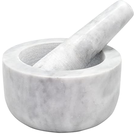 NERTHUS FIH 896 Mortaio in marmo bianco resistente e facile da pulire