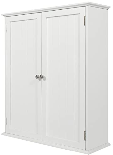 ALAPUR 27.6in Length Bathroom Cabinet Wall Mounted,Over Toilet Storage Cabinet with 2 Doors and Adjustable Shelves,Wood Medicine Cabinet for Bathroom, White